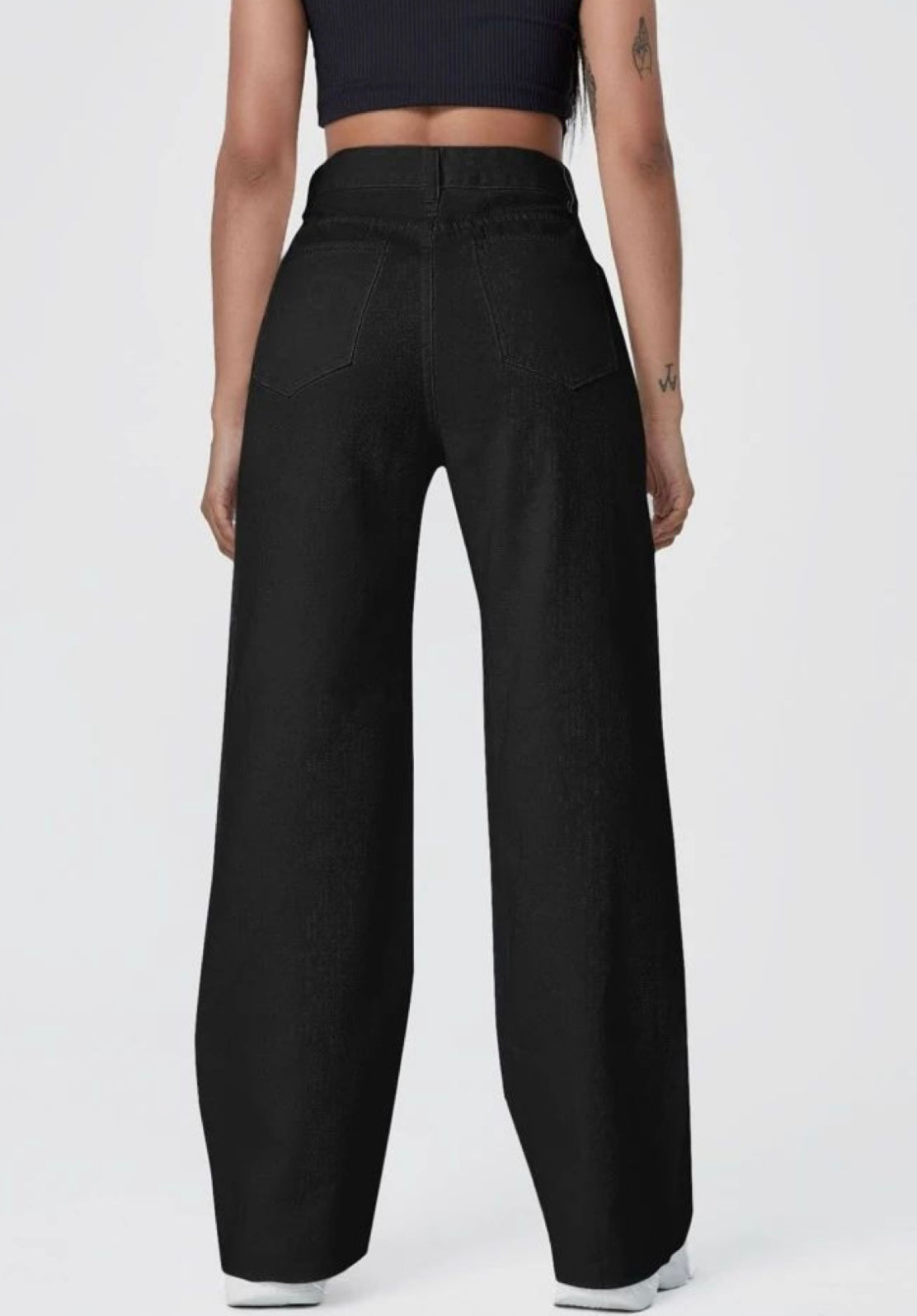 Highwaist Wide Leg Denim In Black