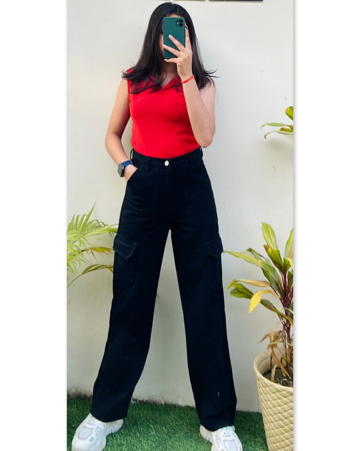 Highwaist Cargo Style Denim In Black