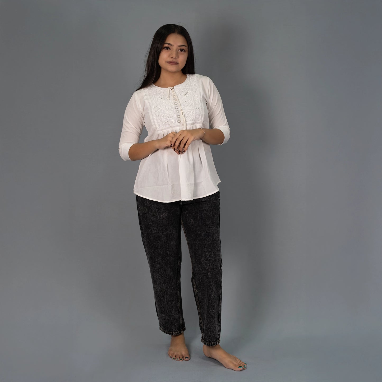 Highwaist Mom Fit Denim In Charcoal Grey