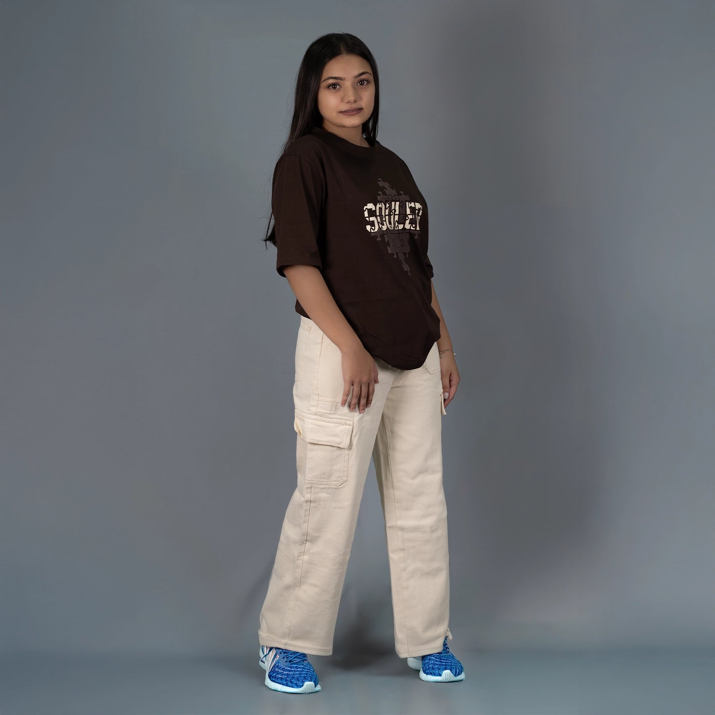 Highwaist Cargo Style Denim In Cream