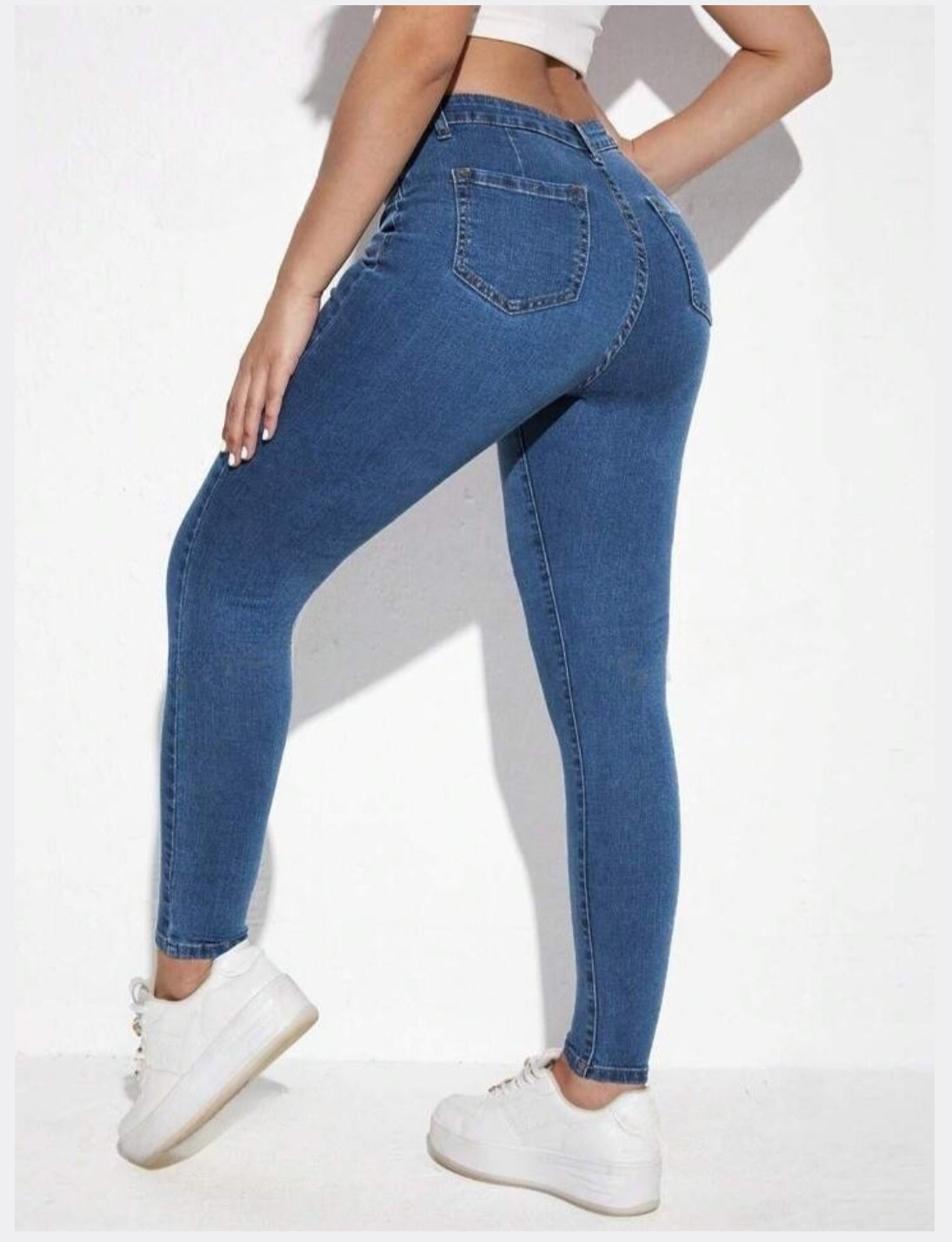 Highwaist Skinny Fit Denim In Stone Blue