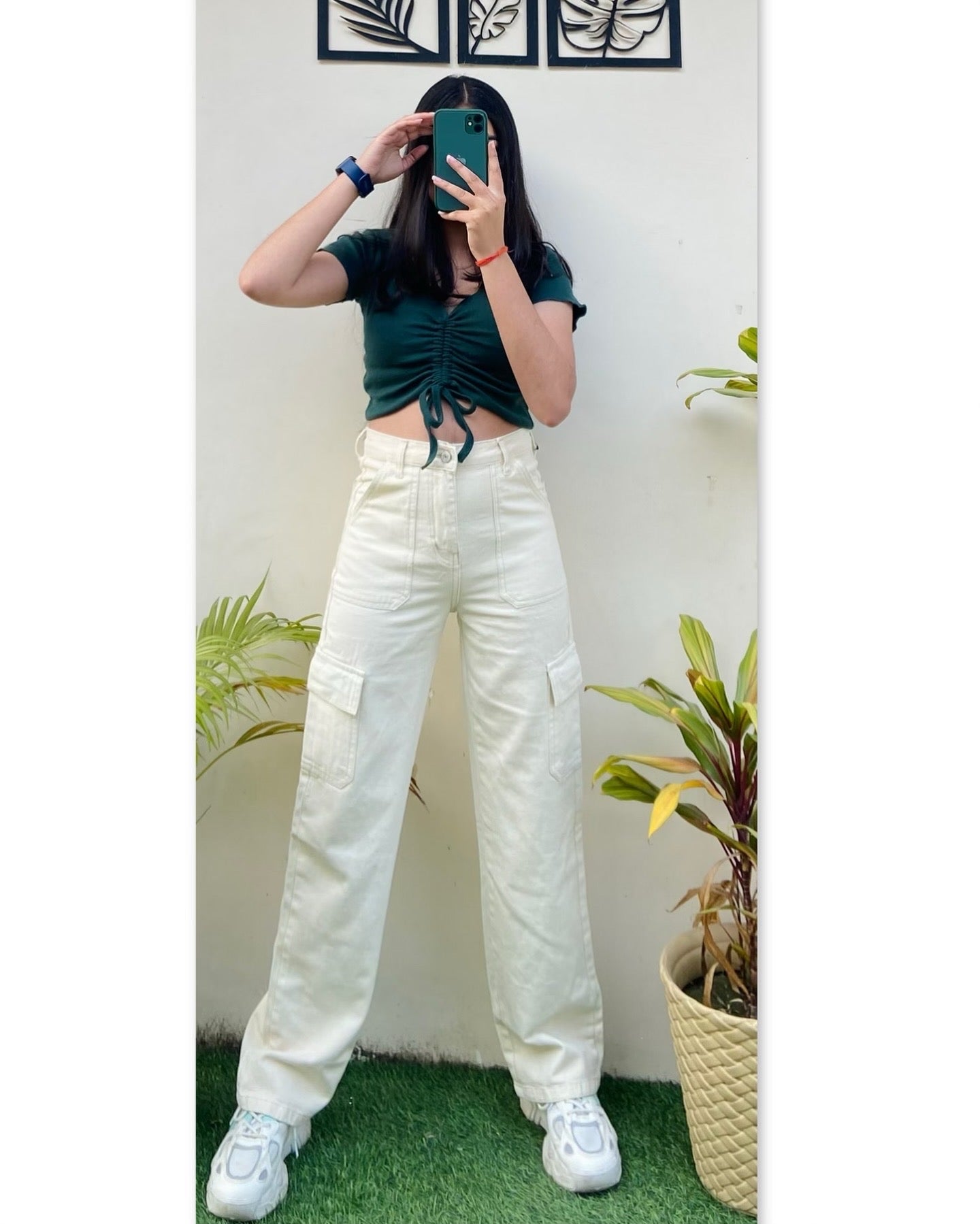 Highwaist Cargo Style Denim In Cream