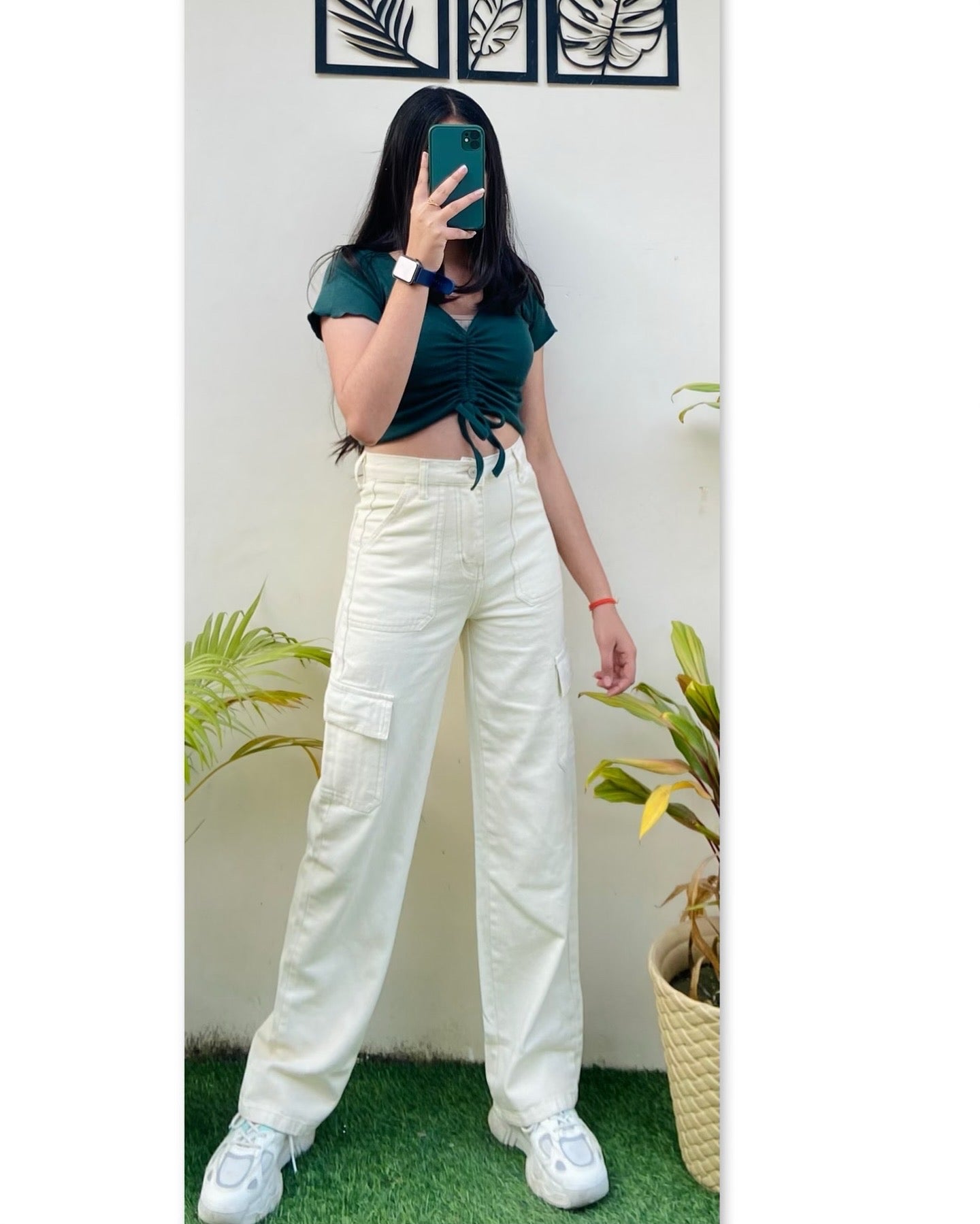 Highwaist Cargo Style Denim In Cream