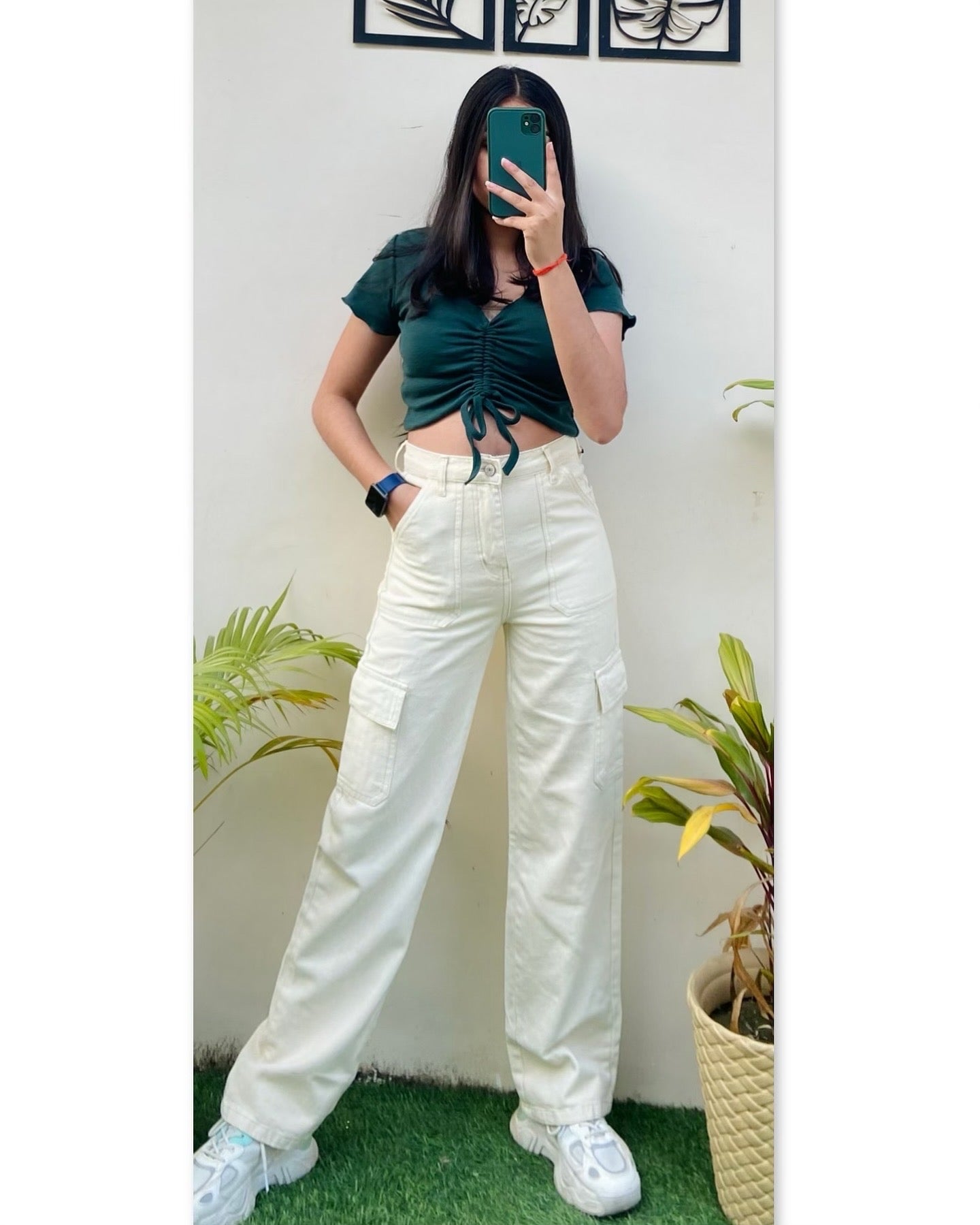Highwaist Cargo Style Denim In Cream