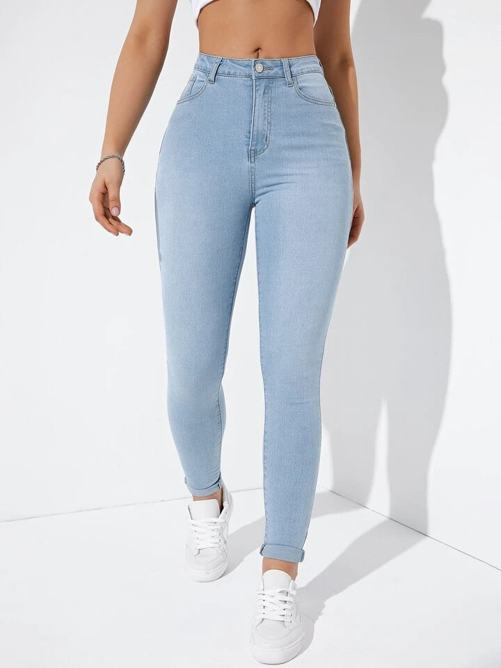 Highwaist Skinny Fit Denim In Light Blue