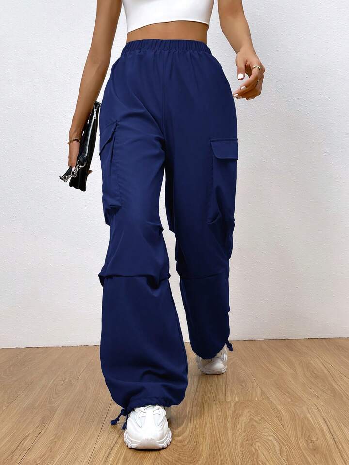 Drawstring Parachute Pants - Ink Blue