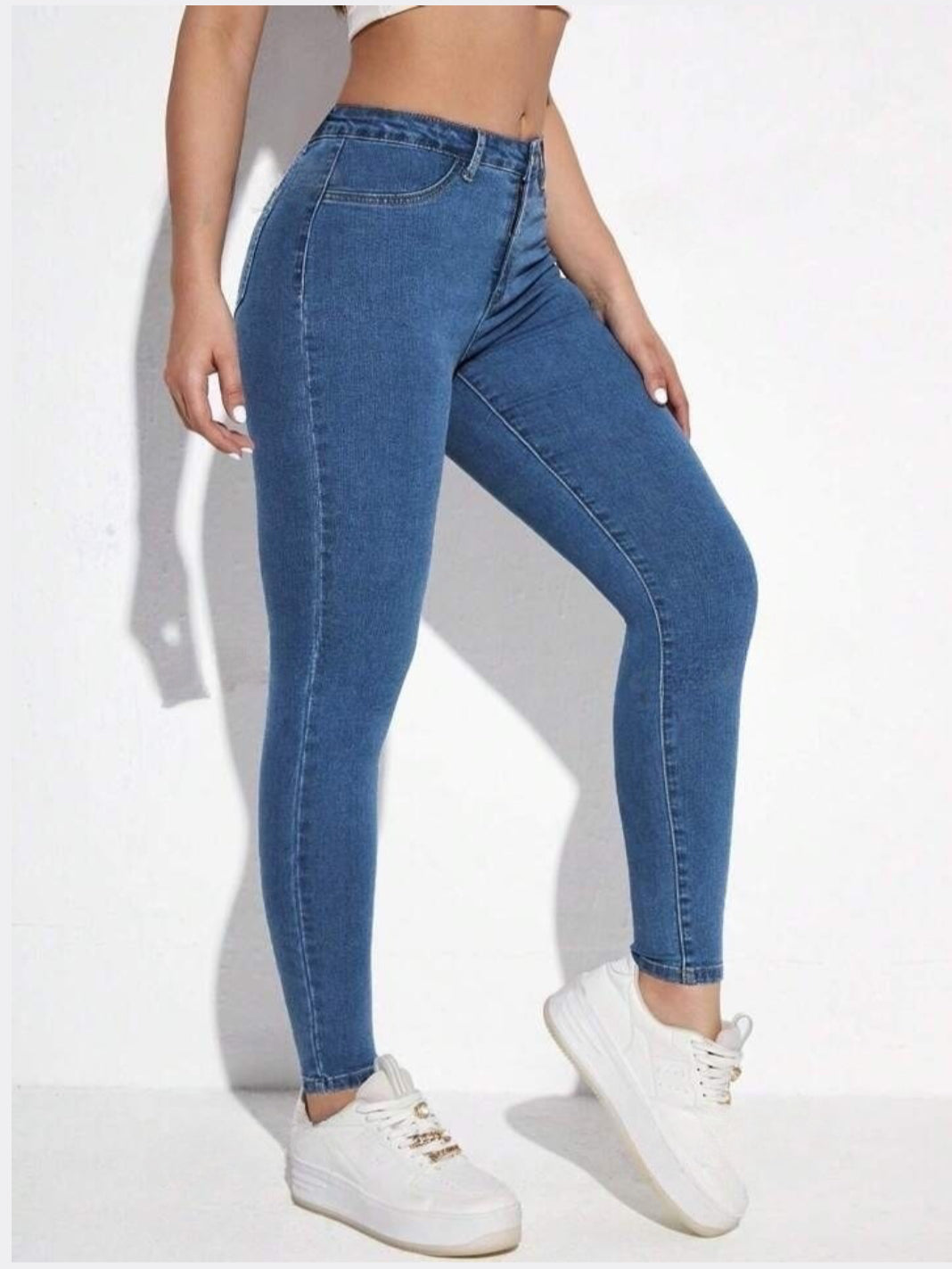 Highwaist Skinny Fit Denim In Stone Blue