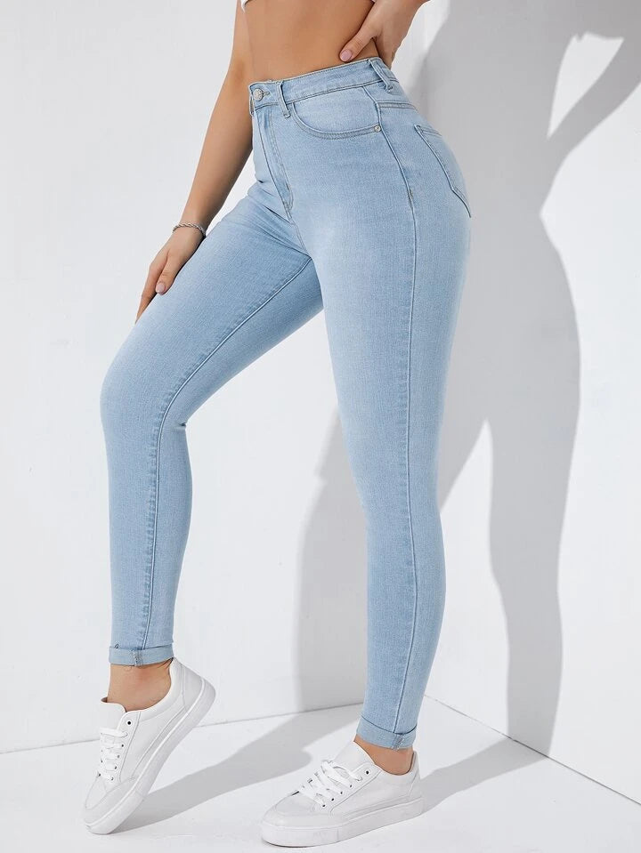 Highwaist Skinny Fit Denim In Light Blue