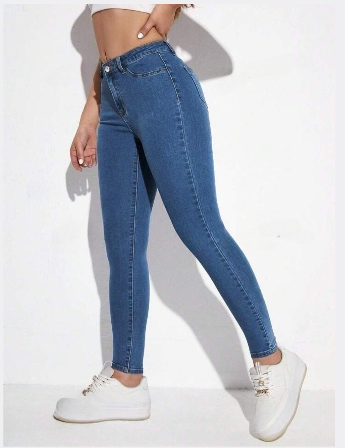 Highwaist Skinny Fit Denim In Stone Blue