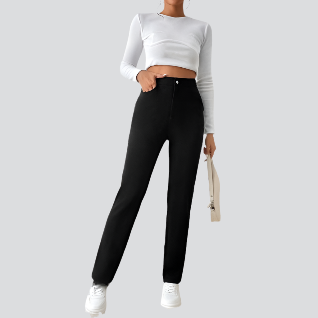 Highwaist Straight Leg Formal Pant - Black