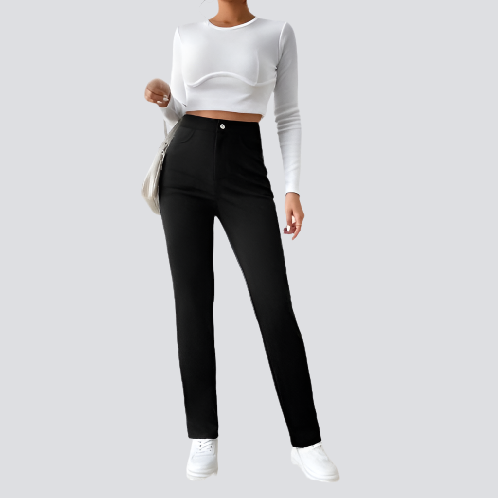 Highwaist Straight Leg Formal Pant - Black
