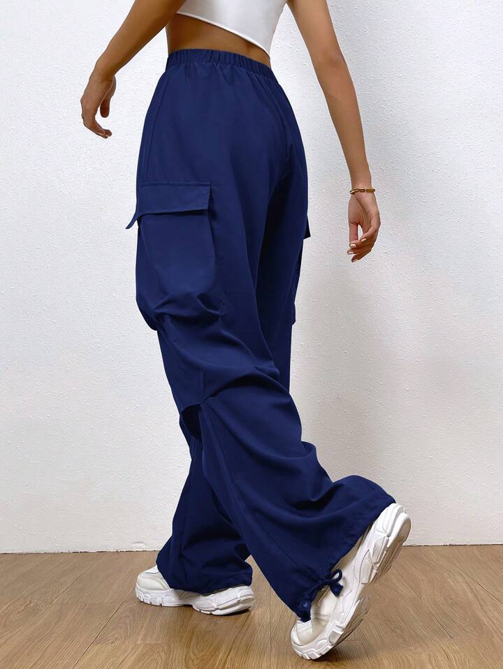 Drawstring Parachute Pants - Ink Blue