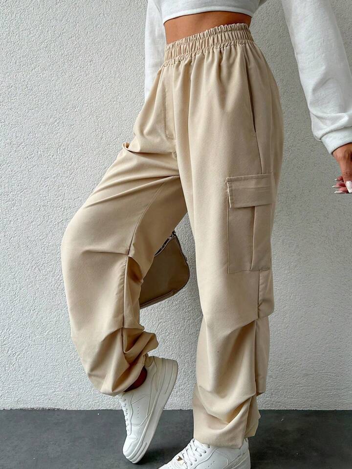Drawstring Parachute Pants - Cream