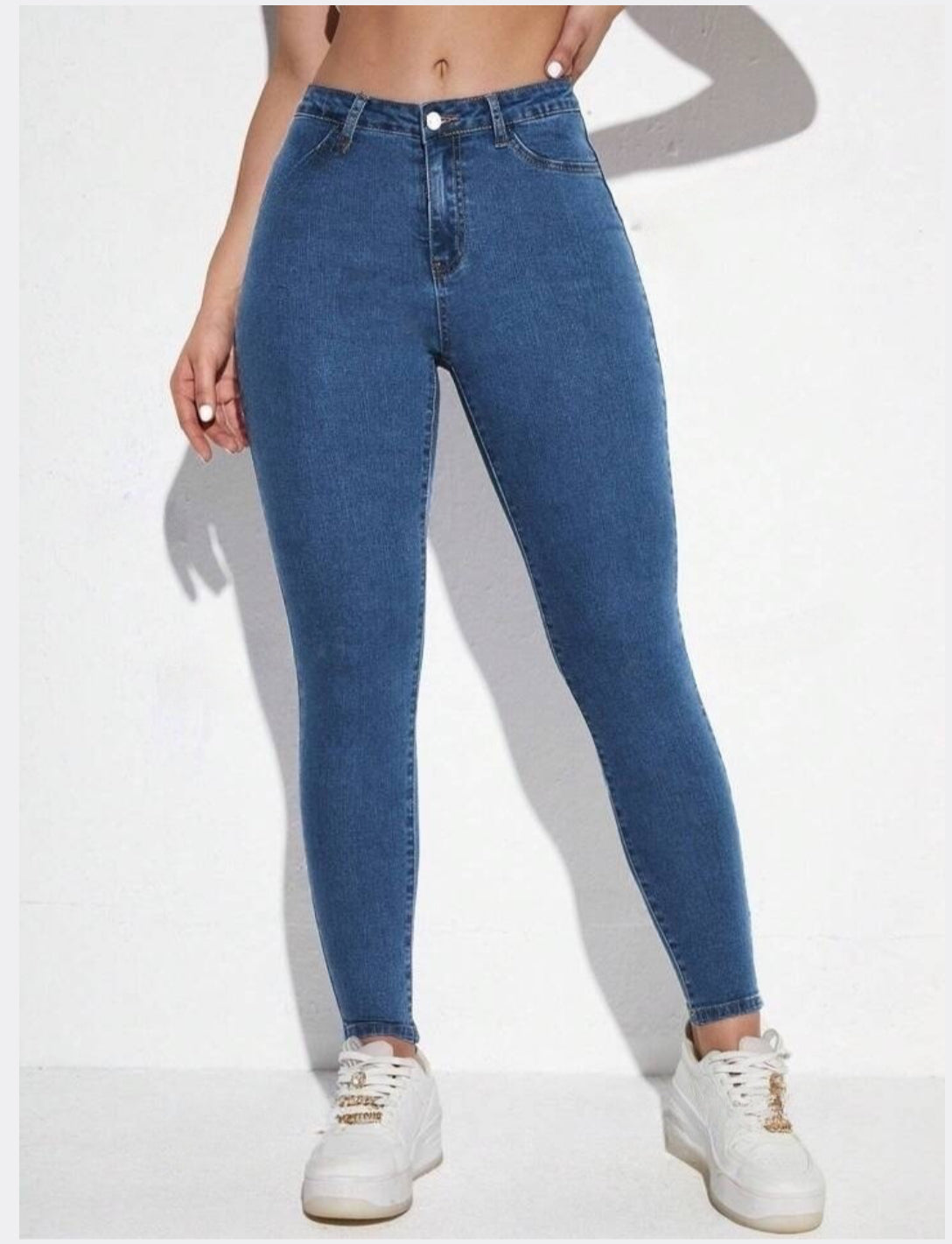 Highwaist Skinny Fit Denim In Stone Blue