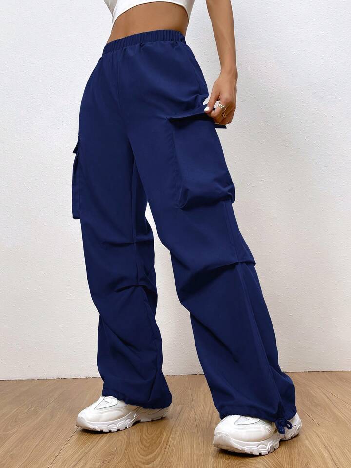 Drawstring Parachute Pants - Ink Blue