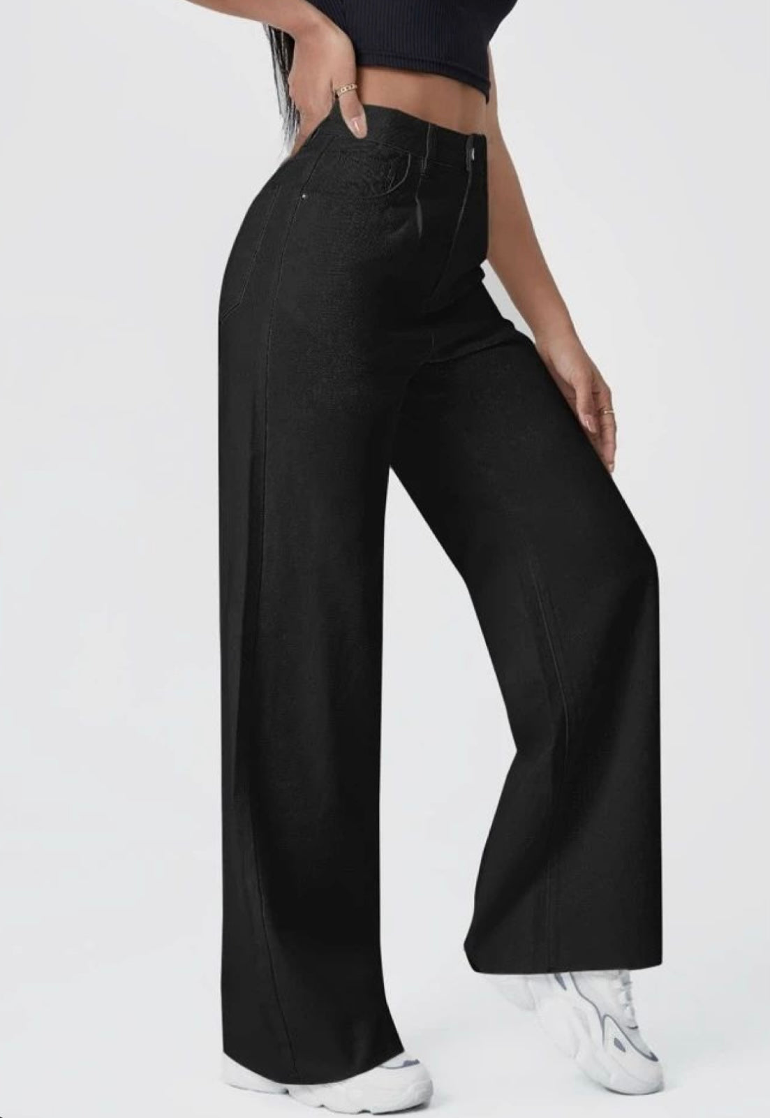 Highwaist Wide Leg Denim In Black