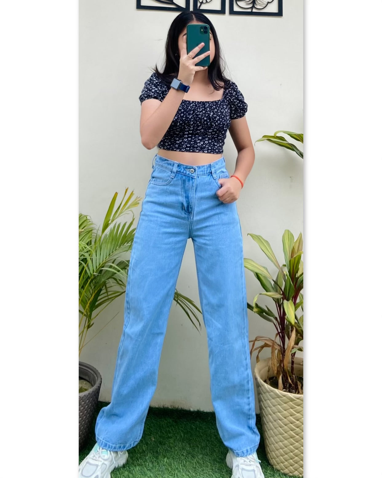 Highwaist Straight Fit Wide Leg Denim In Ice Blue