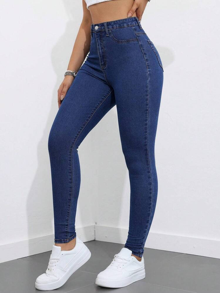 Highwaist Skinny Fit Denim In Dark Blue