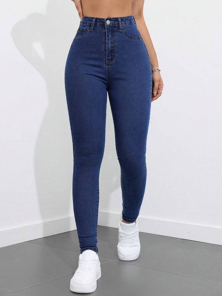 Highwaist Skinny Fit Denim In Dark Blue