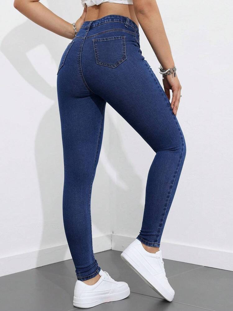 Highwaist Skinny Fit Denim In Dark Blue