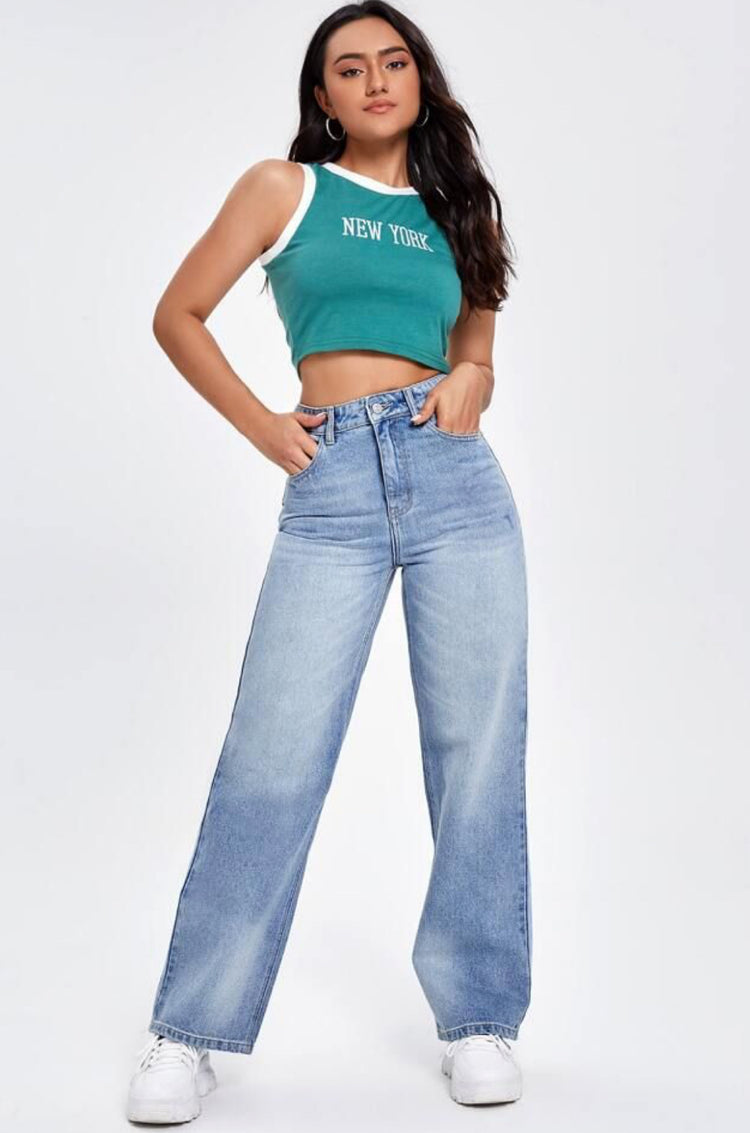 Whisker Wide Leg Denims