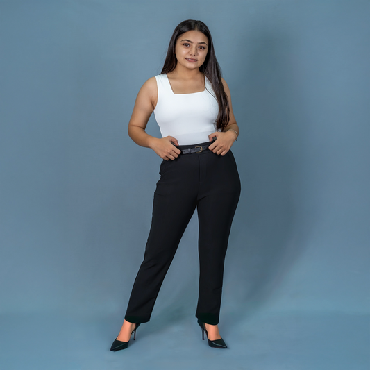 Highwaist Straight Leg Formal Pant - Black
