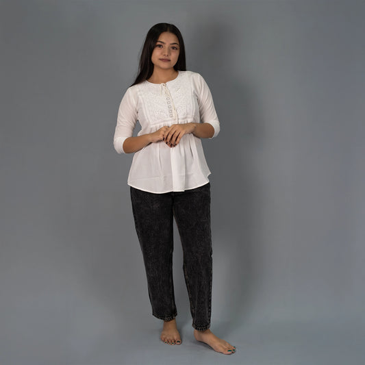 Highwaist Mom Fit Denim In Charcoal Grey
