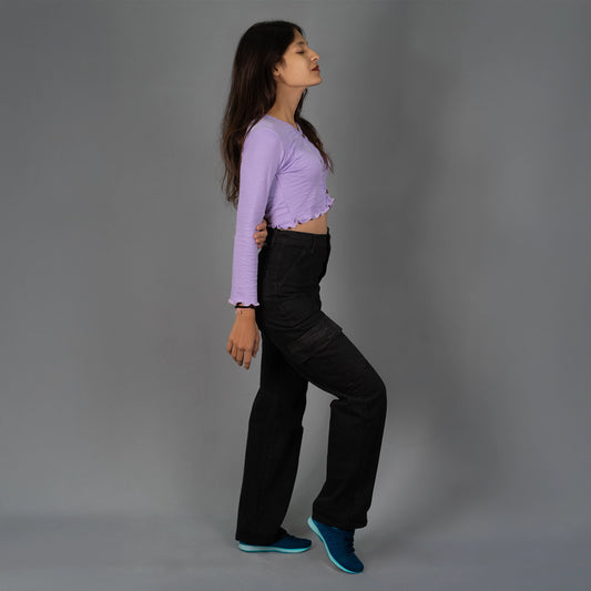 Highwaist Cargo Style Denim In Black