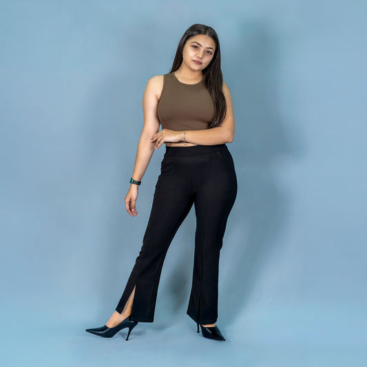 Korean Style Pleated Formal Pants - Black