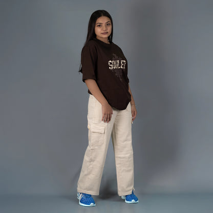Highwaist Cargo Style Denim In Cream