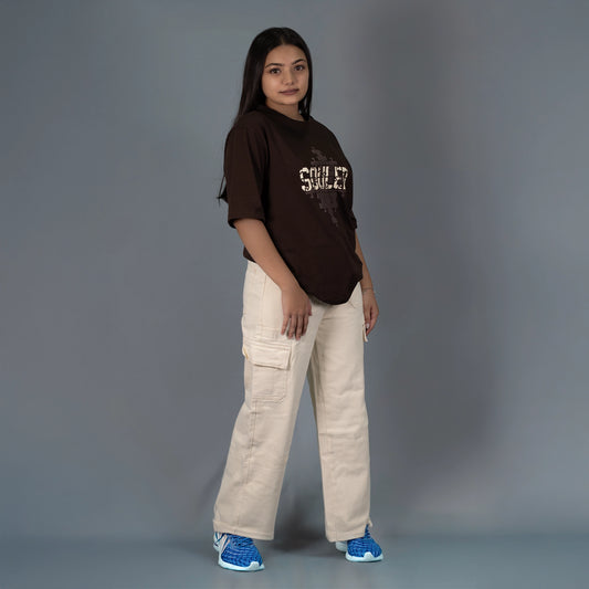 Highwaist Cargo Style Denim In Cream