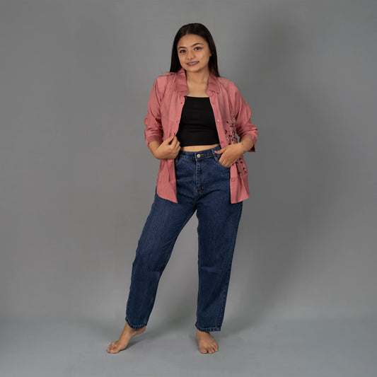 Highwaist Mom Fit Denim In Dark Blue