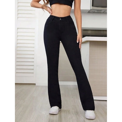 Highwaist Flared Leg Bellbottom Denim In Black