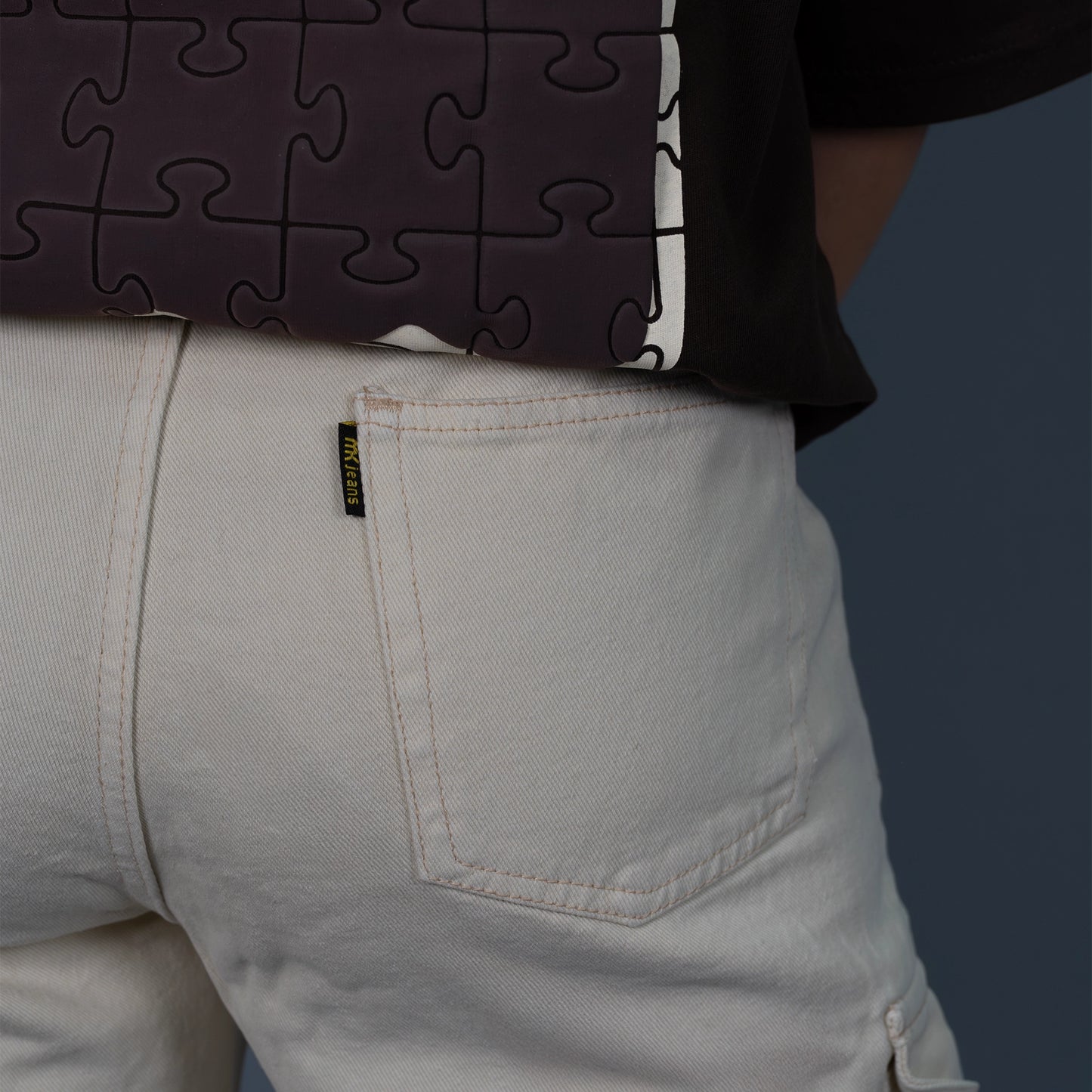 Highwaist Cargo Style Denim In Cream