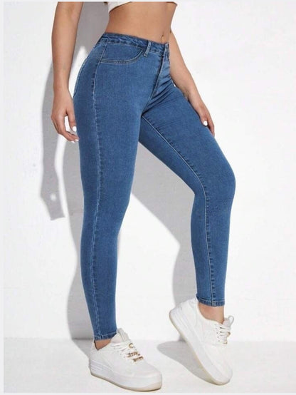 Highwaist Skinny Fit Denim In Stone Blue
