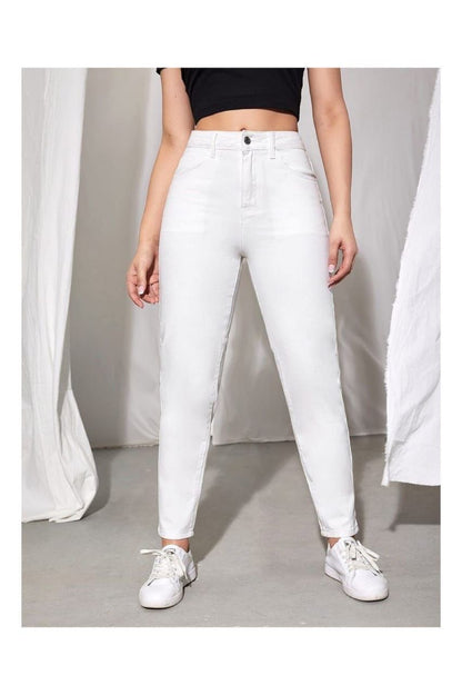 Highwaist Mom Fit Denim In White