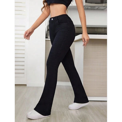 Highwaist Flared Leg Bellbottom Denim In Black