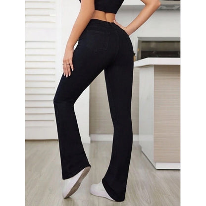 Highwaist Flared Leg Bellbottom Denim In Black