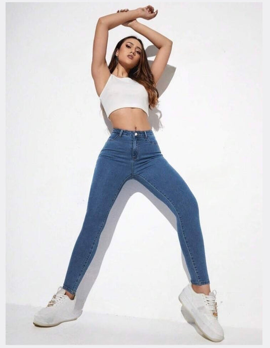 Highwaist Skinny Fit Denim In Stone Blue