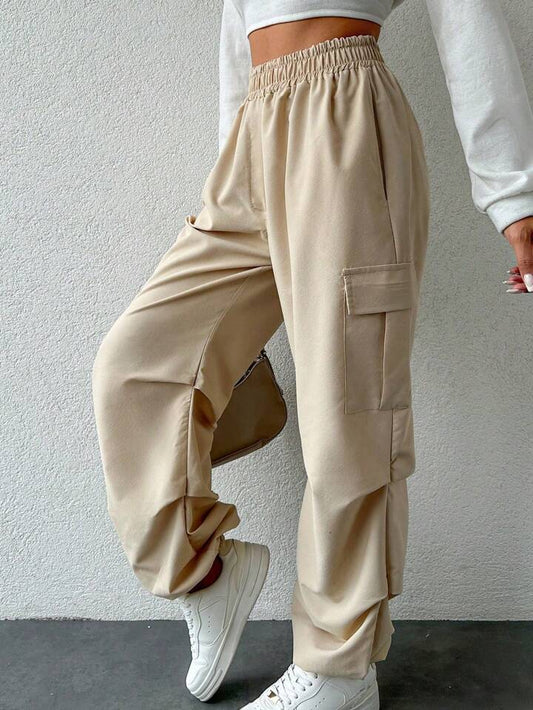 Drawstring Parachute Pants - Cream