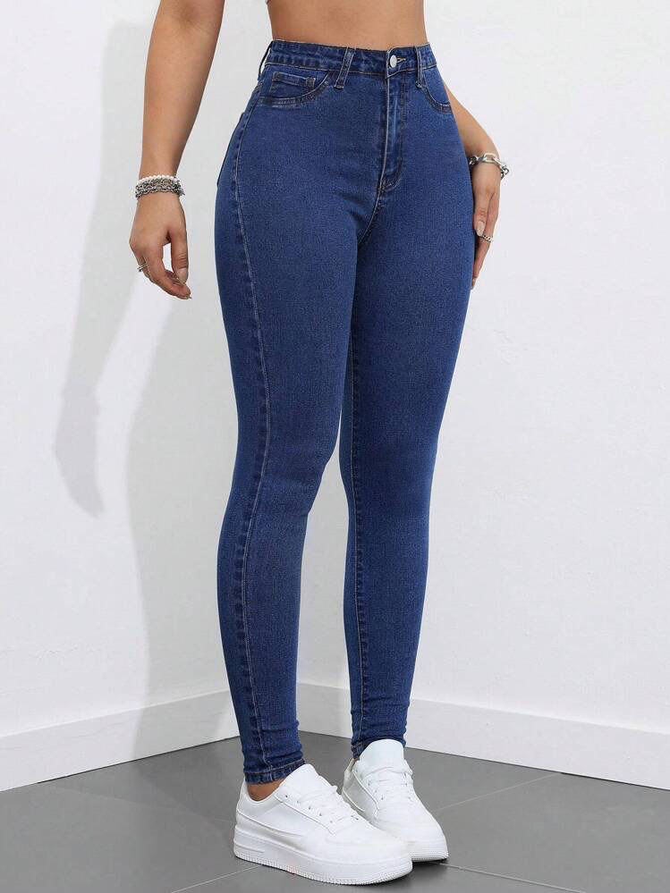 Highwaist Skinny Fit Denim In Dark Blue
